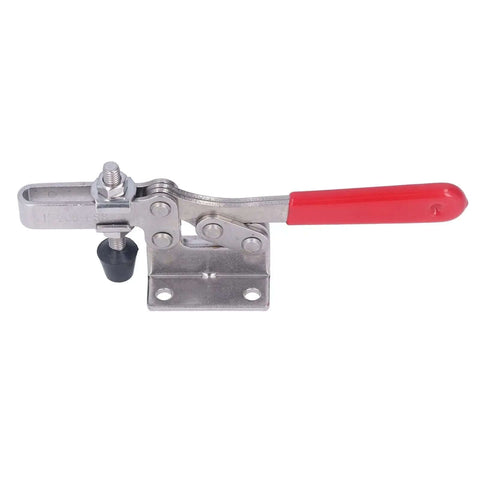 Stainless Steel Quick Release Toggle Clamp with 227 kg Clamping Force, red handle, side view