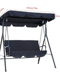 Replacement Canopy Top For Three Seat Outdoor Patio Swing, Black Shade Cover For Porch Garden Seat, showcasing tubular pockets.