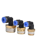 Must Have Durable Pneumatic Air Hose Elbow Fittings Set With Quick Connectors, various sizes, showcasing brass and plastic design.
