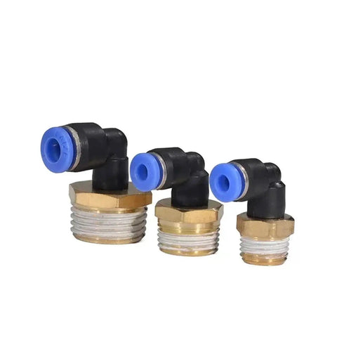 Must Have Durable Pneumatic Air Hose Elbow Fittings Set With Quick Connectors, various sizes, showcasing brass and plastic design.