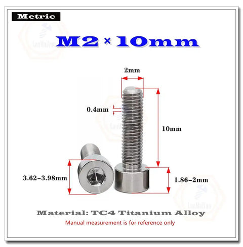 Premium M2 X 10mm Titanium Socket Cap Screws With Hex Allen Drive Built Tough For Model Airplanes And Custom Diy Projects Hella Durable Rust Proof Fastener Set Of 6 Pieces with measurements