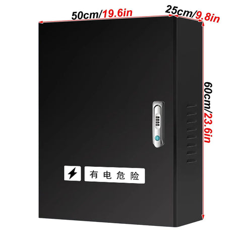 Beat The Elements Lockable Weatherproof Enclosure For Floor Standing Outdoor Electric Vehicle Charging Station Housing, black steel housing with lock.