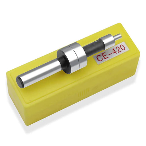 Three Piece Mechanical Touch Point Sensor Kit For Milling Machines, mounted on a yellow box, precision position tool for machinists.