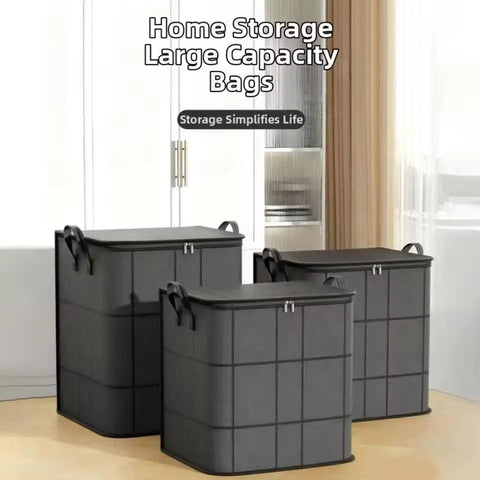 Roomy Large Capacity Moving Storage Bag With Smooth Clip Zipper And Foldable Build Heavy Duty Canvas Tote stacked for home organization.