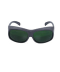 Top Tier Laser Safety Glasses For Handheld Laser Welding And Fiber Rigs Featuring Badass OD8 Plus Din4 Shields showing a front view of grey polycarbonate eyewear.