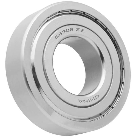 10 Pack S6308 ZZ Stainless Steel Deep Groove Ball Bearings showing side view, size 40mm x 90mm x 23mm for machinery use.