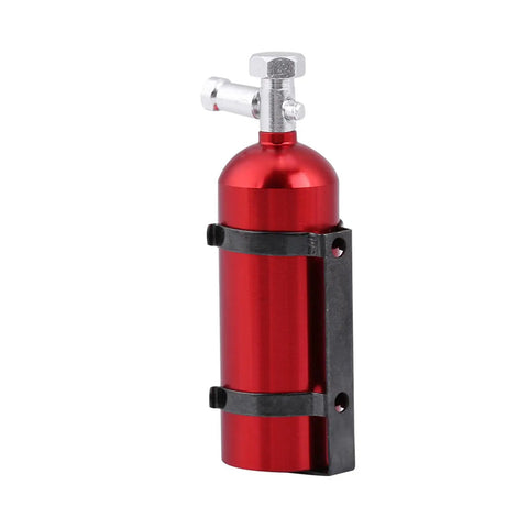 Mini Metal Fire Extinguisher For RC Crawlers Red 2 05 Inch Heavy Duty Solid Scale Detail, lightweight red metal with black mount for RC models.