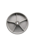 Rock Solid 12 Inch Semi Steel Cast Iron Caster Wheel With Smooth Ride Roller Bearing And Three Quarter Inch Bore top view showing sturdy design.
