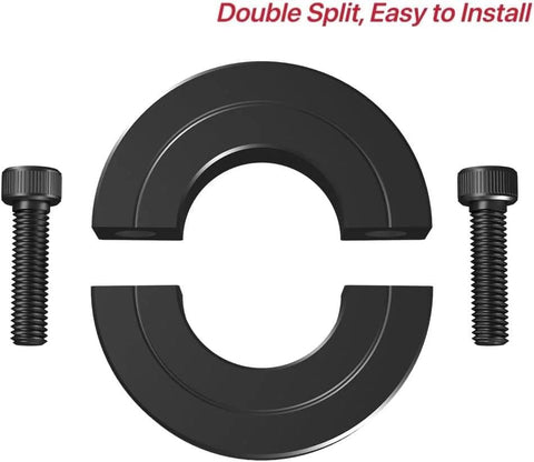 AZSSMUK shaft collars, 1-1/4 in bore, double-split, black oxide with set screws, 2 pieces