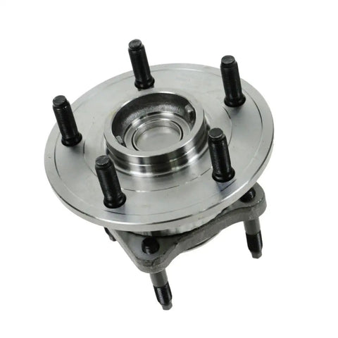 Dead Simple Install Full Vehicle Set Of Four Wheel Bearing And Hub Assembly Kits Replacing 52089434AB And 53801715 close-up of steel wheel hub assembly with bolts.