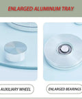 Close-up of the auxiliary wheel and enlarged bearings of the Glass Lazy Susan Turntable For Kitchen And Dining Table.