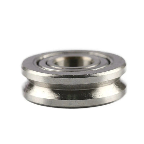 High Precision Miniature Deep Groove Ball Bearing With V Grooved Pulley Wheel showing smooth carbon steel craftsmanship.