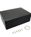Pro Grade Abs Plastic Project Box Featuring IP65 Beat The Rain Seal For Garage Builds And Roofline Work Kickass Junction Housing Sturdy Enough For Daily Grind In Stealth Black 11.4 X 8.3 X 3.9 Inches with screws.