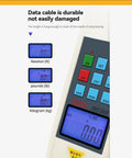 Heavy Duty Digital Force Gauge 50000N Push Pull Tester Dynamometer display showing Newton, pounds, and kilogram readings.