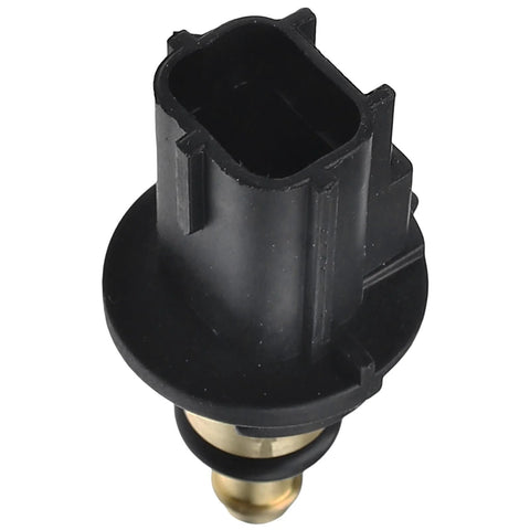 Close-up of A-Premium engine coolant temperature sensor with black plastic connector and brass probe