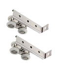 Heavy Duty Zinc Sliding Door Rollers Four Pack With Adjustable Height For A Smooth Quiet Glide And Easy DIY Track Swap Upgrade For Patio And Closet Doors, showing two rollers with stainless steel brackets.