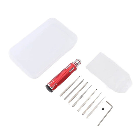 Straight Up Reliable Tungsten Steel Model Scriber With Seven Ultra Fine Blades For Slick Line Cutting Scale Kits Bonsai Trimming And Hella Detailed Hobby Crafts with red aluminum body and seven blades.