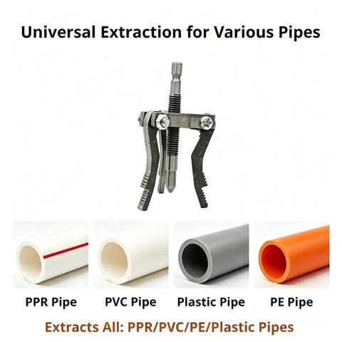 Heavy Hitter Broken Pipe Extractor Tool With Deep Bite Serrations To Yank Torn Threads From Pvc Metal And Ppr Tubing against various pipe types.