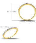 Real Deal 0.15 Ctw Genuine Round Cut Diamond Wedding Band Encased In Solid 14K Yellow Gold, size 7, 1.5mm width, displaying diamonds.