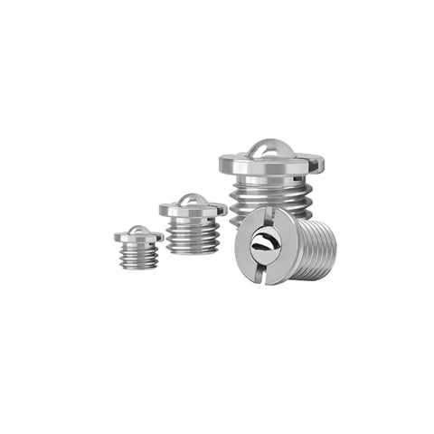 Slick 304 Stainless Steel Spring Plungers Flange Ball Head Step Ball Screws set of four sizes for adjustable locking tension.