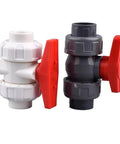 15 Pack White Hose Connector Set With Double Union Ball Valve For Garden Watering And Irrigation Systems Easy Snap On Quick Connect Fittings No Drip Leak Proof Inner Dia 63mm white and black PVC ball valves with red handles
