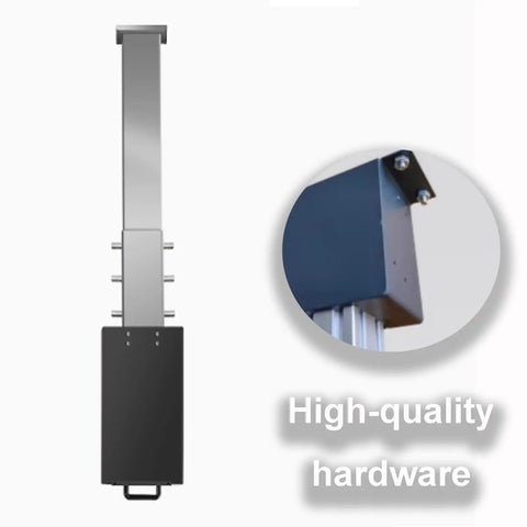 Tough As Nails Stainless Steel EV Charger Cover And Weatherproof Station Box with adjustable chain mount, vertical view.