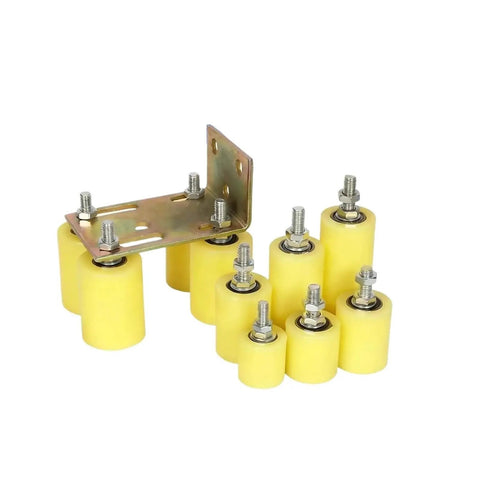 Hella Durable Nylon Positioning Pulleys Smooth Glide Guide Rollers Built Tough with threaded stems and lock nuts.