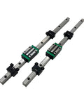 Precision Linear Guide Rail Stopper Block With Cushion Pad For 15Mm HGH15 Tracks Damn Tough Anti Collision Positioner And Side Clamp Lock Slick Slider Setup Zero Play Hardened Steel 2Pcs With Handles mounted on rails.