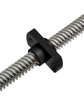 Upgrade Your 3D Printer Game With This Top Notch T8x8 Lead Screw Kit Featuring Precision Machined POM Nuts And Durable Brass Flange Nut For Smooth Z Axis Motion, Zero Layer Shifts, And Awesome Print Accuracy Today. T8 lead screw with black POM flange nut, close-up