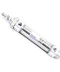 One Piece Tough Built Round Body Pneumatic Air Cylinder Double Acting Single Rod Smooth Glide Industrial Grade for Machinery and Garage Projects Runs Like A Charm Cdm2B25-50Z showing metal body and threaded ends.