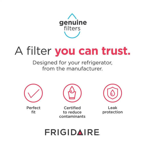 Text image showing features of Water and Air Filter Combo Pack 2 Piece Set for Select Models WF3CB PAULTRA with focus on quality.