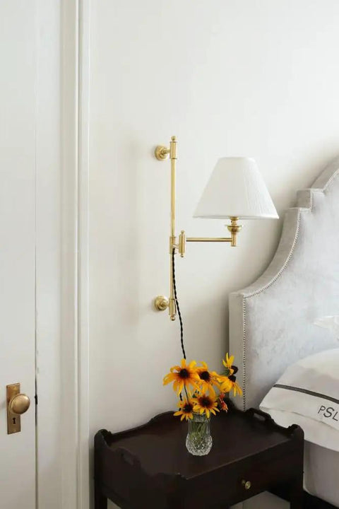 Classic Swing Arm Wall Sconce Featuring Distressed Bronze Finish One Light Adjustable Vanity Lamp 10 By 29 Inches Rustic Home Decor Absolutely Gotta Get beside a bed with flowers.