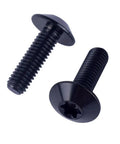 Badass Grade 5 TC4 Titanium Bolts M5 M6 M5x15 mm Button Head T25 Torx Screws Black Anti Corrosion Fasteners For Dirt Bike Motorcycle Repair Gear 4 Pieces, close-up of two black button head screws.