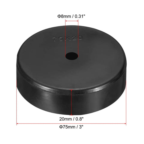 Heavy Duty Neoprene Anti Vibration Rubber Spacers 75mm OD black pad with 8mm ID for HVAC equipment noise isolation.