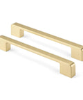 Gold Cabinet Pulls 10 Pack With Six And A Quarter Inch Hole Center Square Drawer Hardware Zinc Alloy Brushed Brass Finish
