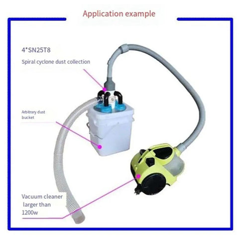 Pro Grade Cyclone Dust Collector For Small Workshop Mini Portable Industrial Extractor Vacuum Cleaner With Efficient Filter Separation For Woodworking Home DIY Blue, with hose attachment visible.