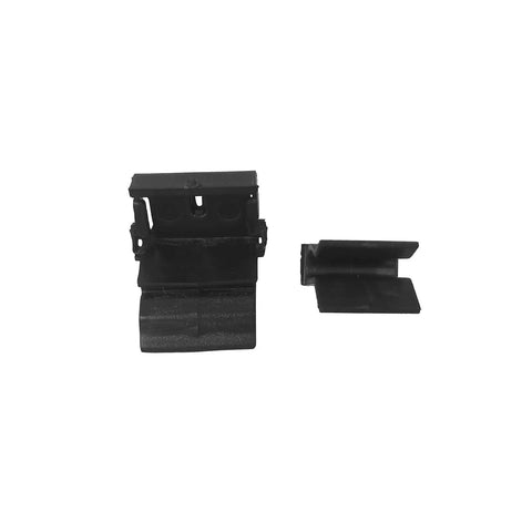 Premium Black Nylon Front Bumper Box Buckle And Hood Clip For Tesla Model Y, showing front and side views of the fastener.