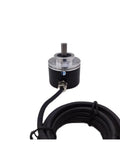 Multi-Turn 12-Bit Absolute Rotary Encoder with 64, 256 or 4096 turns and 4096 laps for precise motion control, shown with cable.