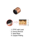 Built Tough 8X10MM Self Lubricating Oilless Sleeve Bearings showing bronze bushings with PTFE, steel base, and copper-plating.