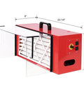 Lmaoss Heavy Duty Portable Tabletop Air Filtration System With 725 Cfm Powerful Dust Collection showcasing red casing, HEPA filter, and dual outlets.