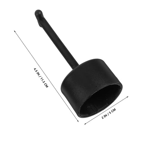 Close-up image of a black plastic T-shaped wrench for lamp socket removal, part of the Six Piece T Shaped Plastic Wrench Set for Quick Lamp Holder Socket Ring Removal.