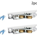 Top Notch Stainless Steel Window Pulleys For Sliding Doors And Cabinet Hardware U Groove Double Wheel Heavy Duty Smooth As Silk Silver Plate Replacement Components Pair, includes two pulleys with screws.