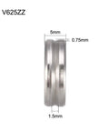 V625ZZ Double Metal Shielded Ball Bearings side view 5MM X 16MM X 5MM High Carbon Chrome Steel for machinery use.