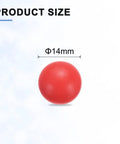 25 Piece Set Polypropylene Bearing Balls 14mm Red Plastic Rollers displayed with close-up size measurement.