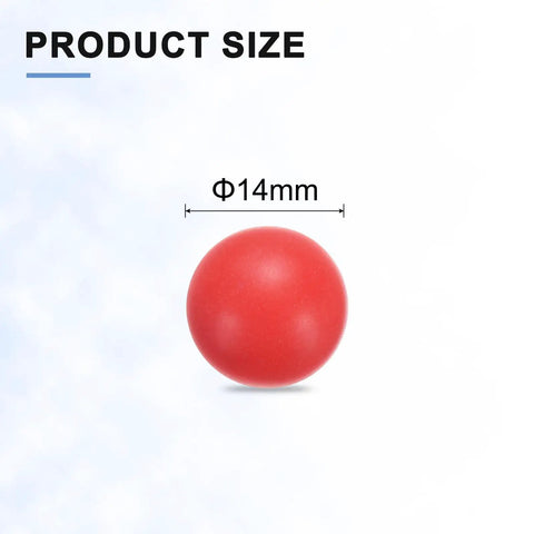 25 Piece Set Polypropylene Bearing Balls 14mm Red Plastic Rollers displayed with close-up size measurement.