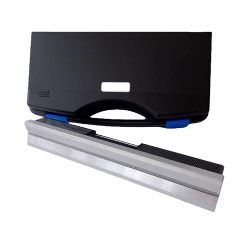Rock Solid Heavy Duty Spirit Level Dead On Leveling Bubble Ruler For Real Deal Craftsmen And Industrial Mechanics Durable Steel Body With Sharp Vials 300 Mm Precision Calibrated in black storage case.