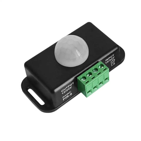 Auto Adjust PIR Motion Sensor Switch For LED Strip Lights 12V And 24V DC, 8A Infrared Detector Module, Easy Install Lighting Controller on black housing