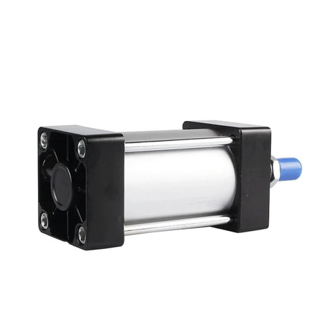 Heavy Duty Double Acting Pneumatic Tie Rod Air Cylinder with smooth piston and steel body, ideal for industrial applications.