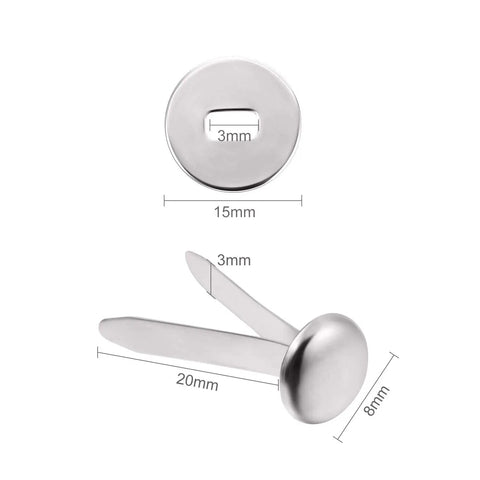 Sick Craft Kit With 100 Real Deal Silver Plated Iron Paper Fasteners And 300 Flat Washers Plus Heavy Duty Hole Punch; iron brad dimensions