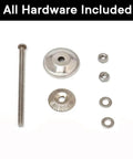 All hardware components for 100 Pack Ceramic White Polka Dot Drawer Knobs included, featuring metal screws, washers, and nuts.
